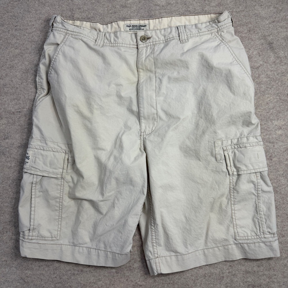 Polo Jeans Co Ralph Lauren Mens Cargo Shorts Size 38 Off White RL 67 Utility